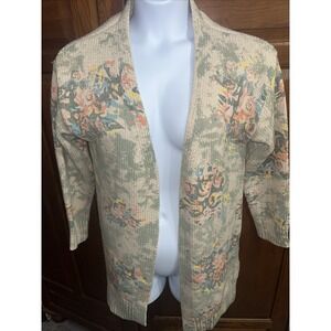 Rare Vintage Sz M RODS Cardigan Sweater Southwest Beige Green Yellow Blue Melon